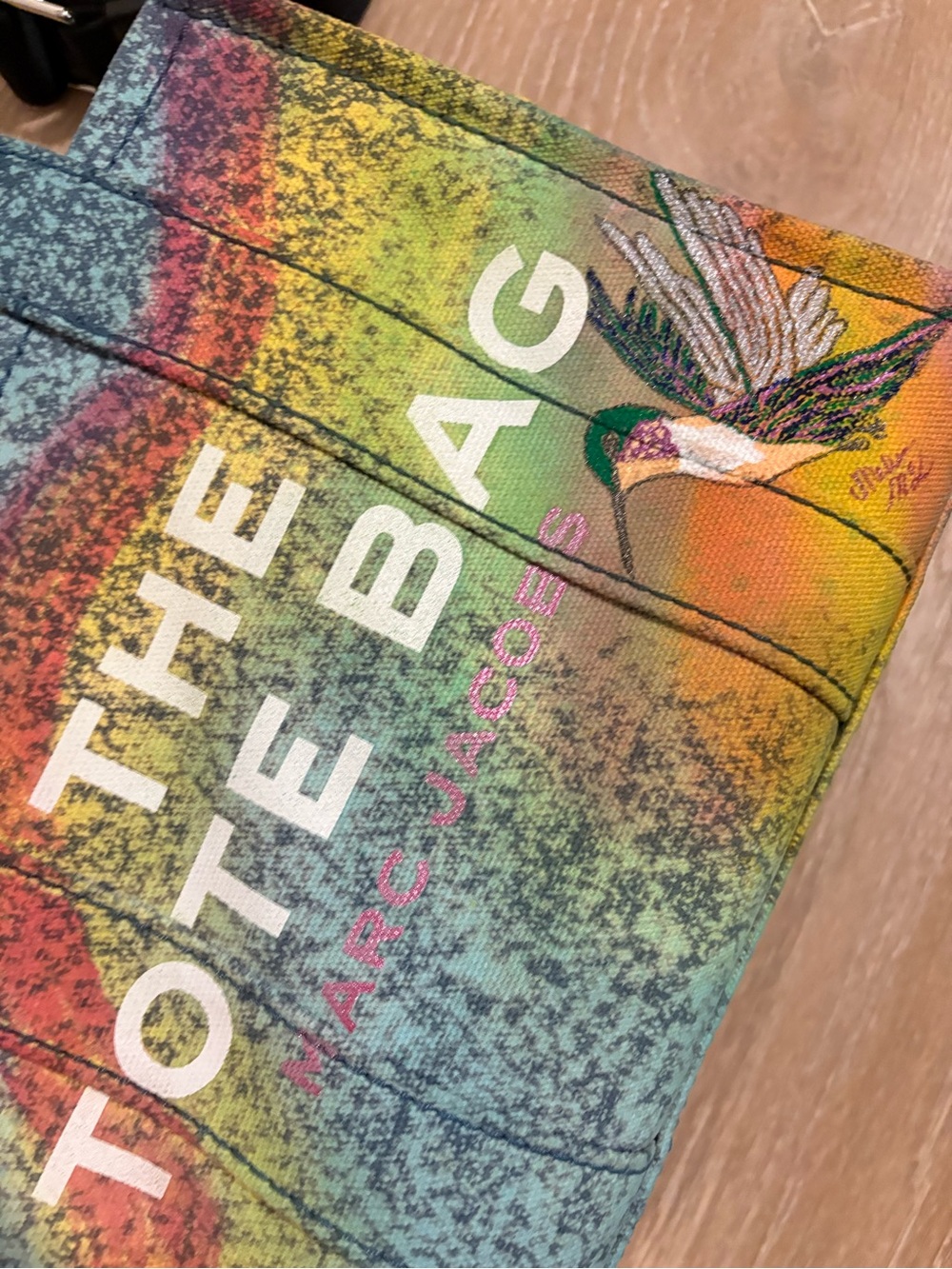 Small Marc Jacobs “Marbled Rainbow w/ Hummingbird” 🌈🪽The Tote Bag - Picture 2 of 10